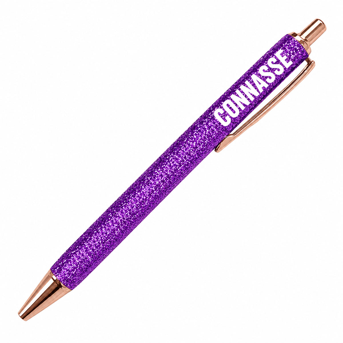Stylo � paillettes violet Connasse