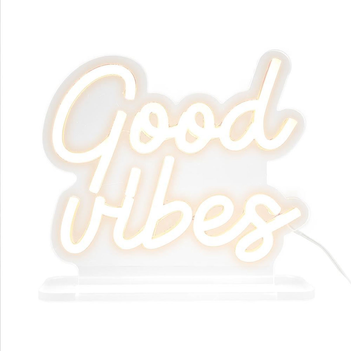 Lampe LED effet n�on Good Vibes blanc chaud USB 18 � 20 cm