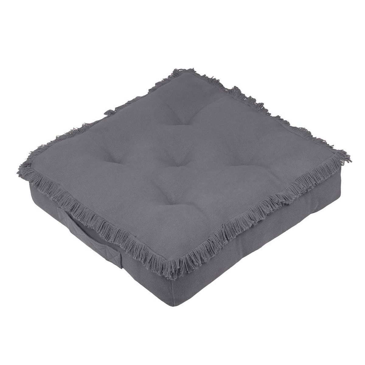 Coussin de sol uni en coton 45 x 45 x 10 cm - Prague Anthracite