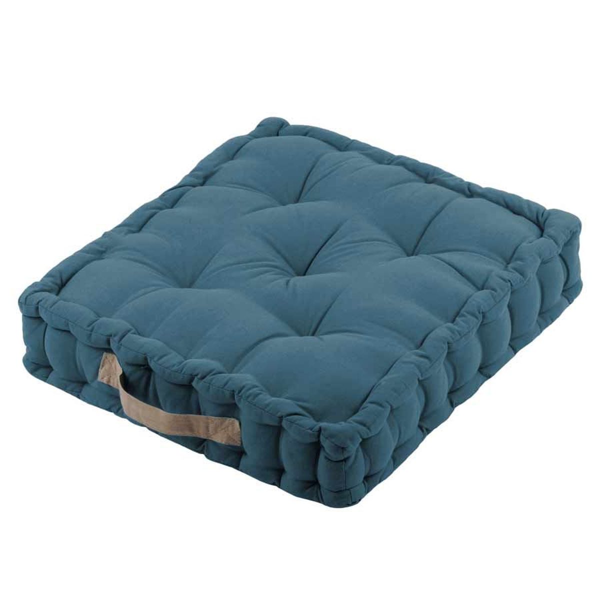 Coussin de sol en coton 45 x 45 x 10 cm - Bleu Ptrole
