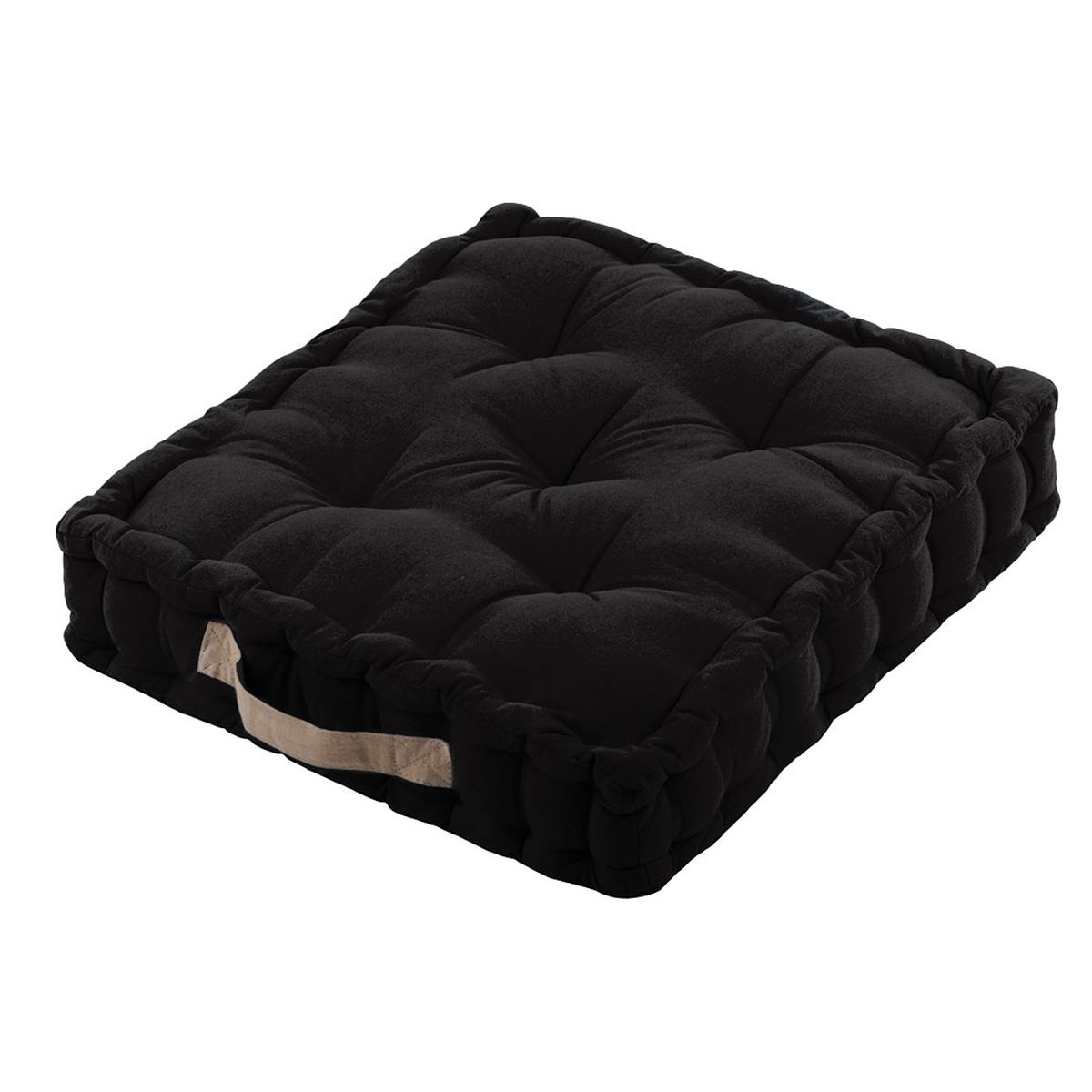 Coussin de sol uni en coton 45 x 45 x 10 cm - Noir