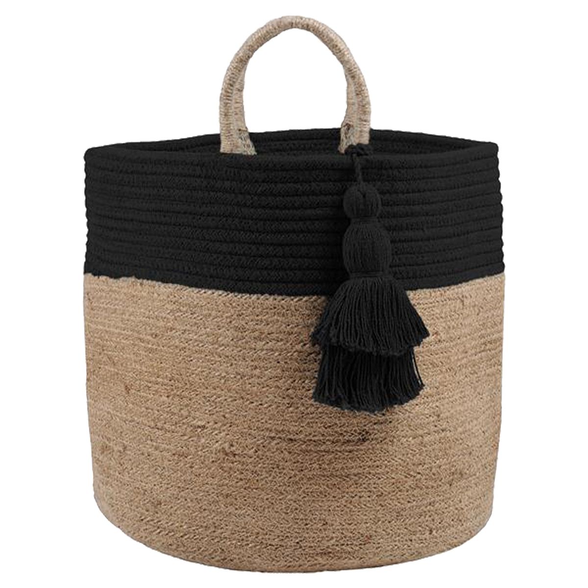 Panier ou Cache-pot Maori Naturel et Noir 30 cm