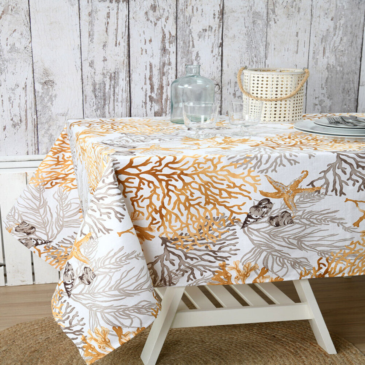 Nappe enduite Quiberon Moutarde 150 x 200 cm