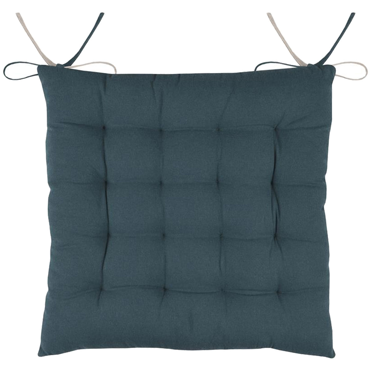 Galette de chaise rversible Cobalt et Lin 40 x 40 cm