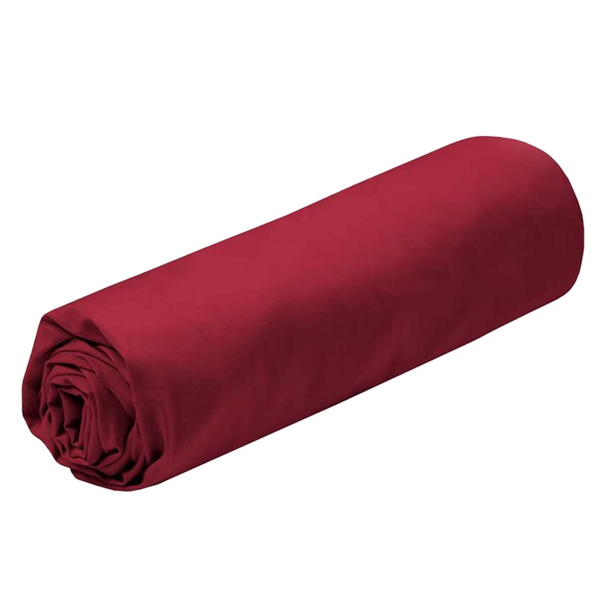 Drap Housse Uni Rouge en Percale de Coton  90 x 190 cm