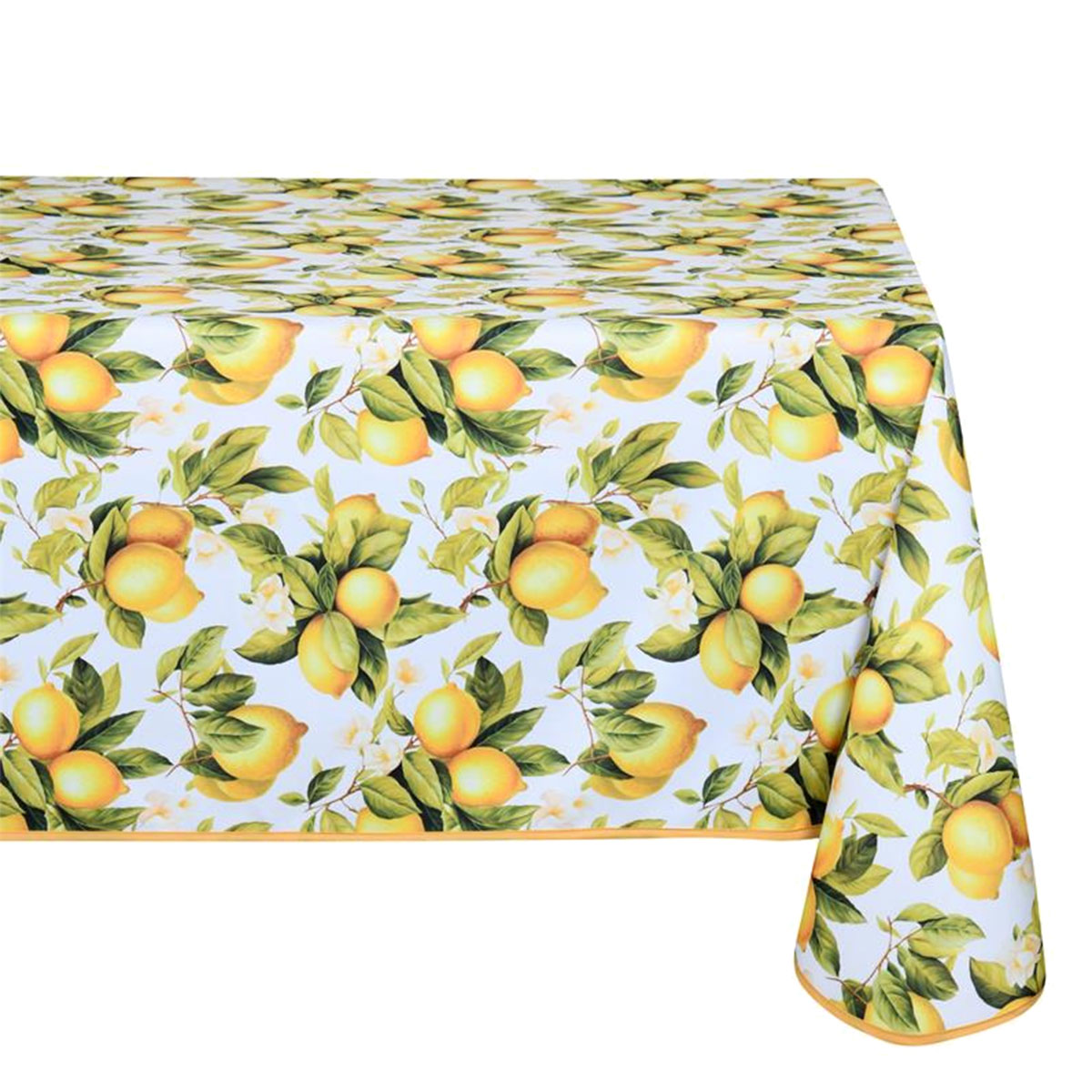 Nappe Imprime Anti-Taches  Motif Citrons sur Fond Blanc