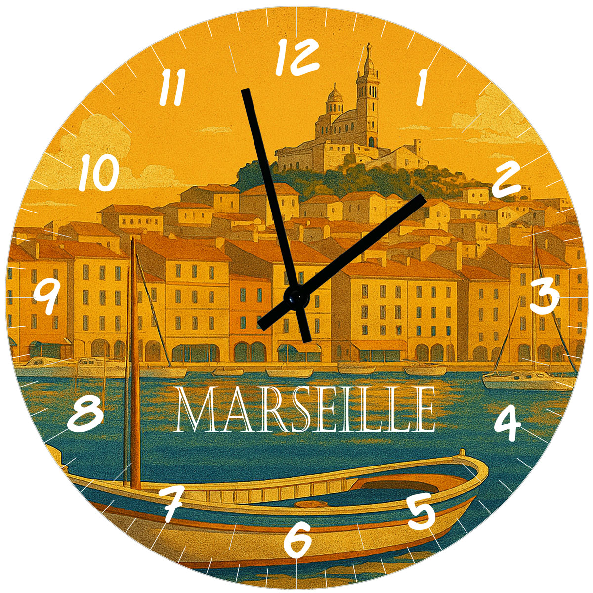 Horloge Marseille en Verre
