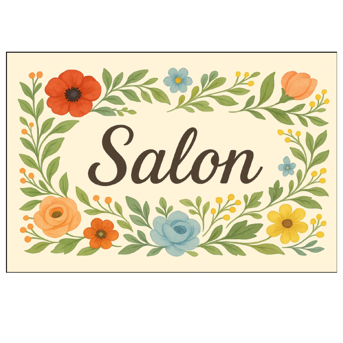 Plaque de Porte florale en Mtal  Salon