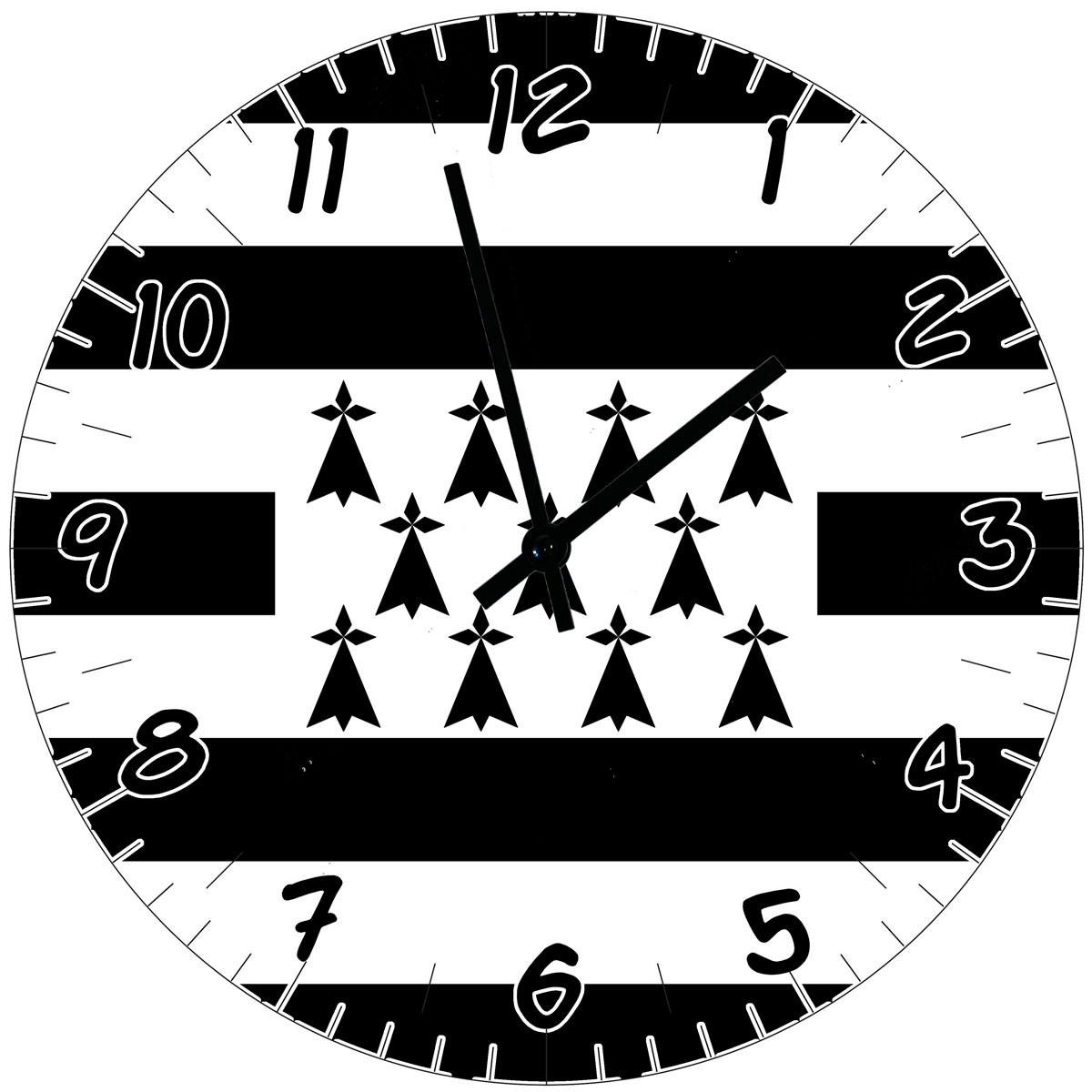 Horloge en verre Drapeau breton   29 cm