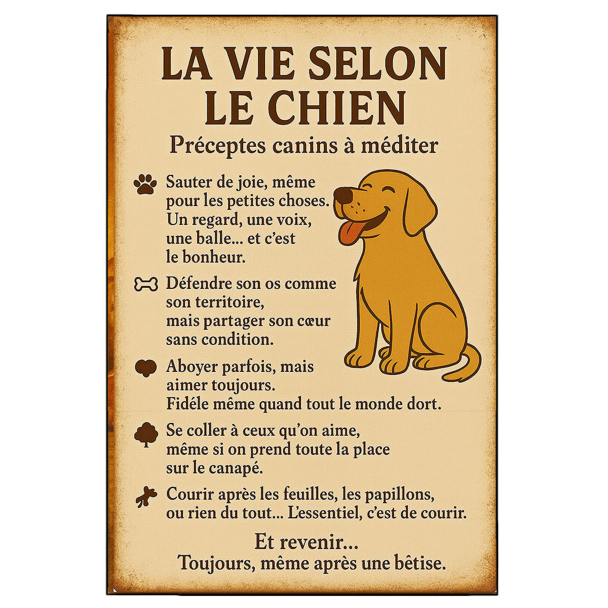 Plaque M�tal � La Vie selon le Chien � CBKr�ation