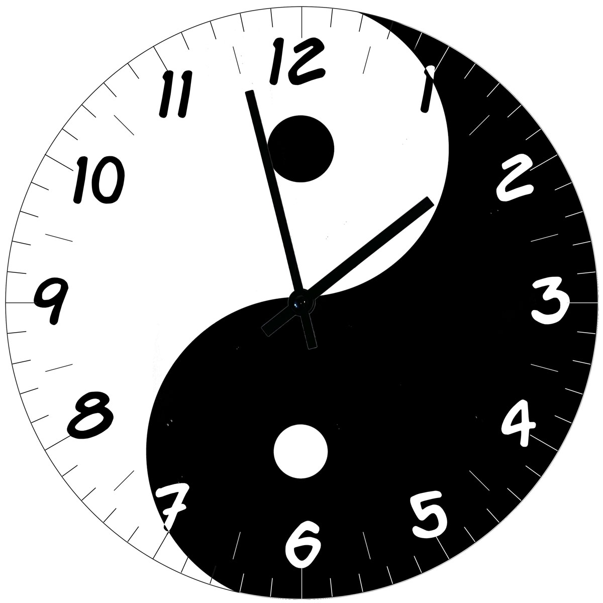 Horloge en verre Yin et Yang   29 cm
