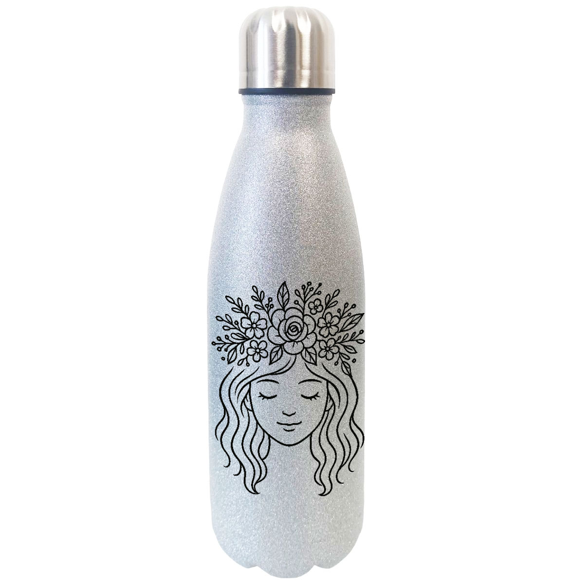 Bouteille isotherme  paillettes argentes Luna