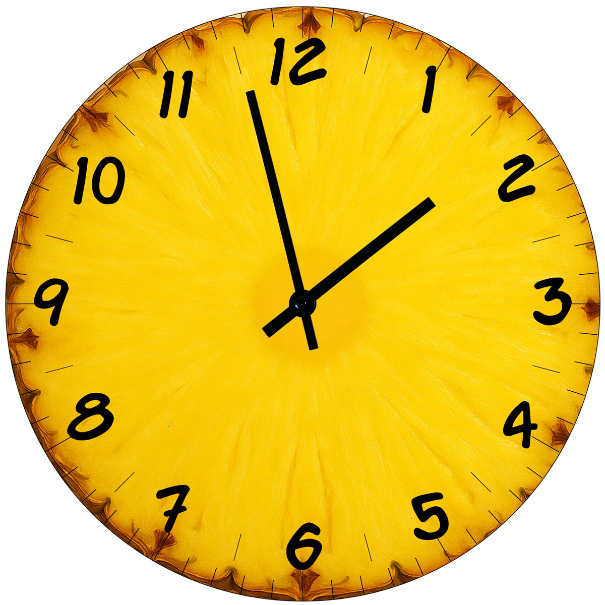 Horloge Ronde en Verre Ananas  29 cm