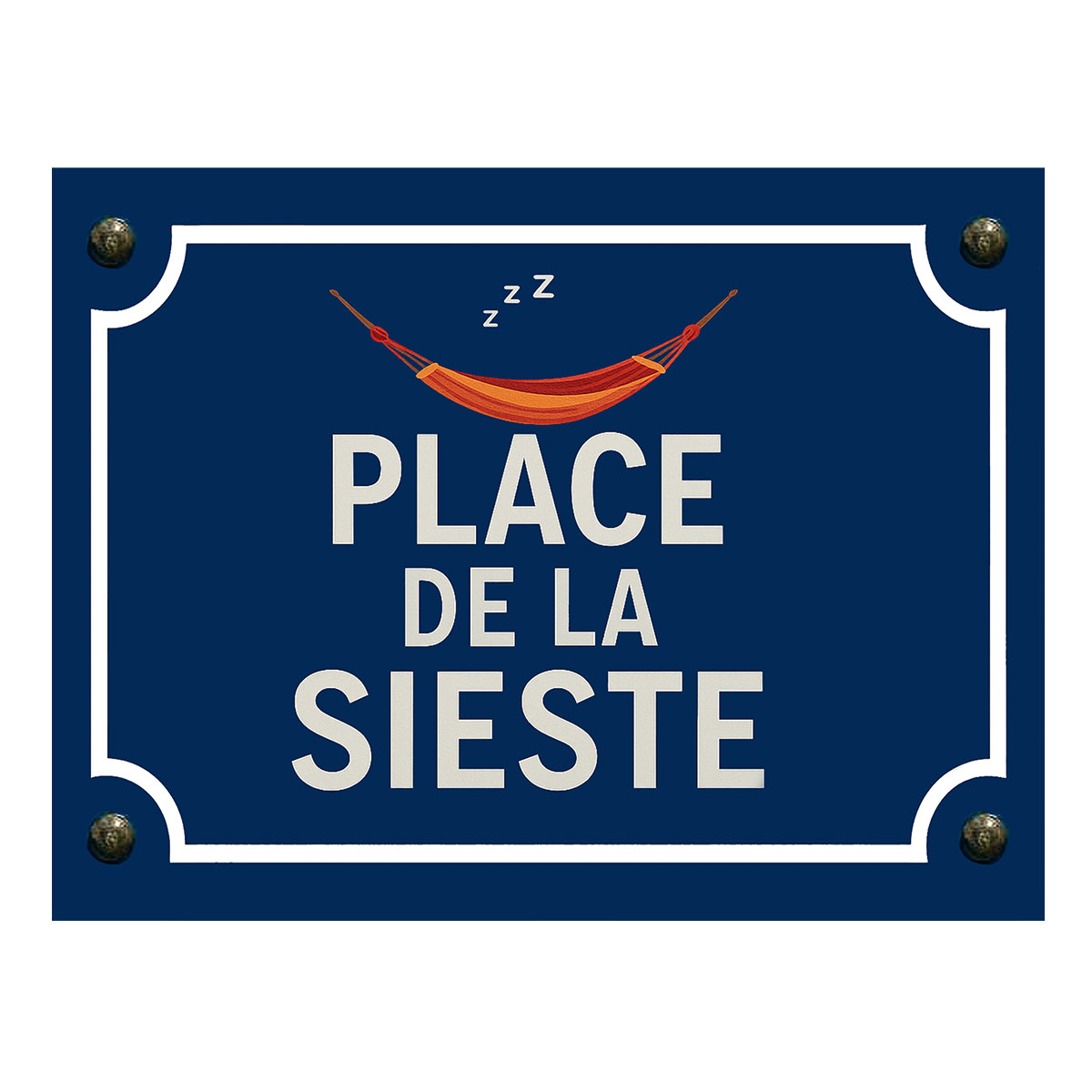Plaque m�tal place de la sieste � Hamac