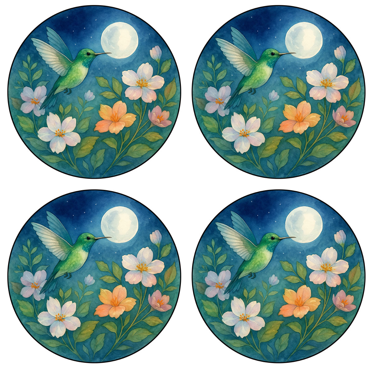 Set de 4 dessous-de-verre Colibri Lunaire