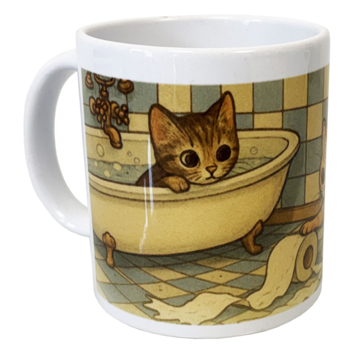 Mug en c�ramique � Chat r�tro dans la salle de bain