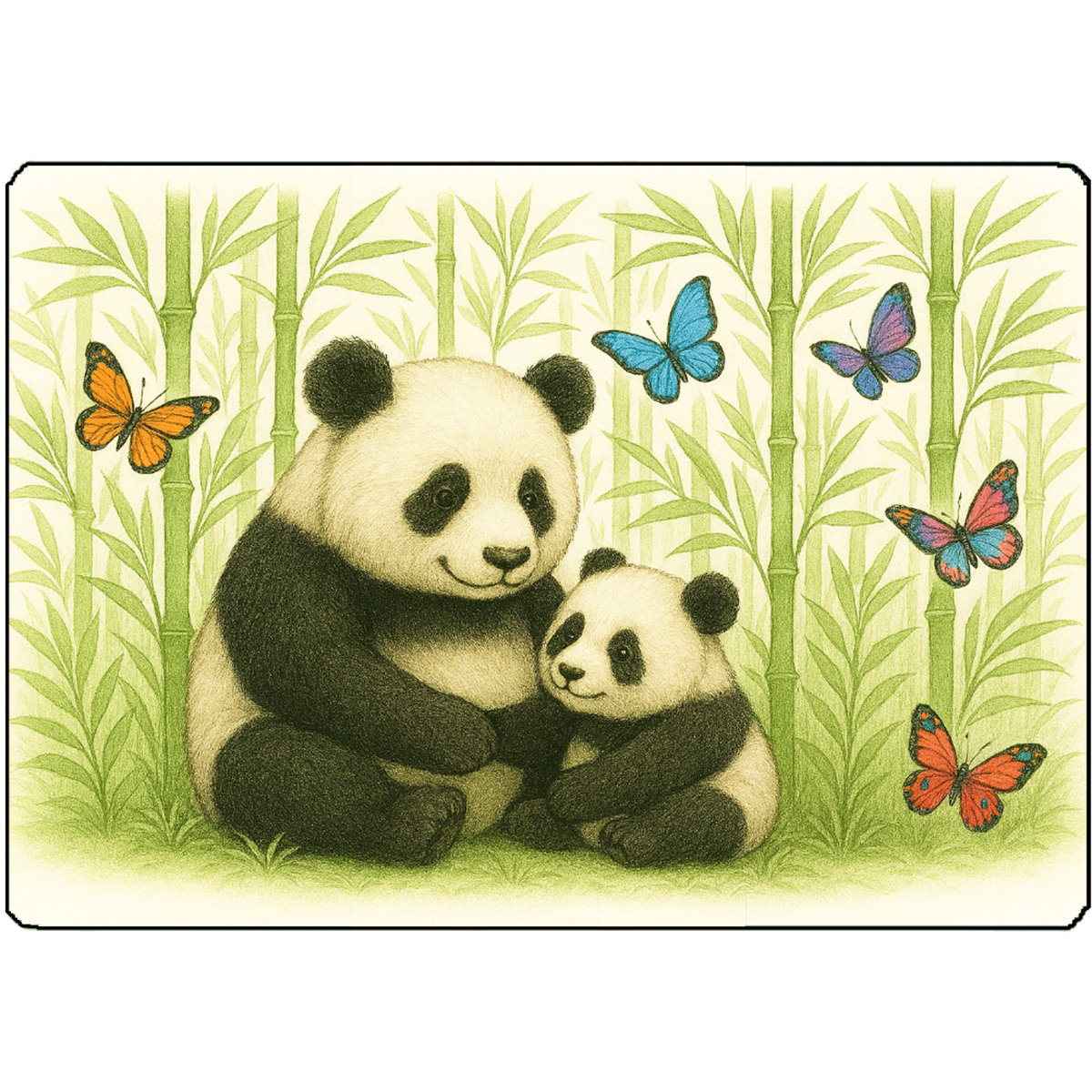 Planche � d�couper en verre panda et bambous