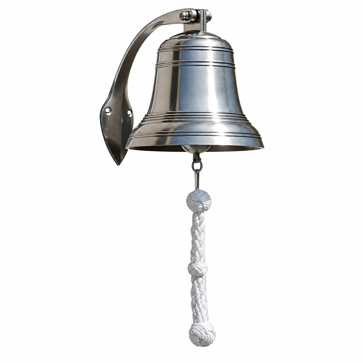 Cloche murale marine en laiton �tam� avec corde 32 cm
