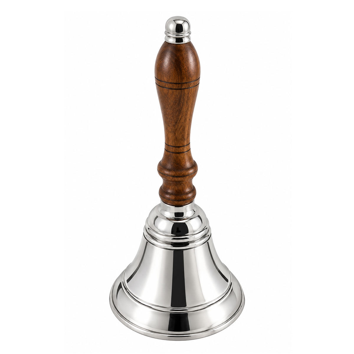 Cloche de table en laiton nickel� et bois 16 cm