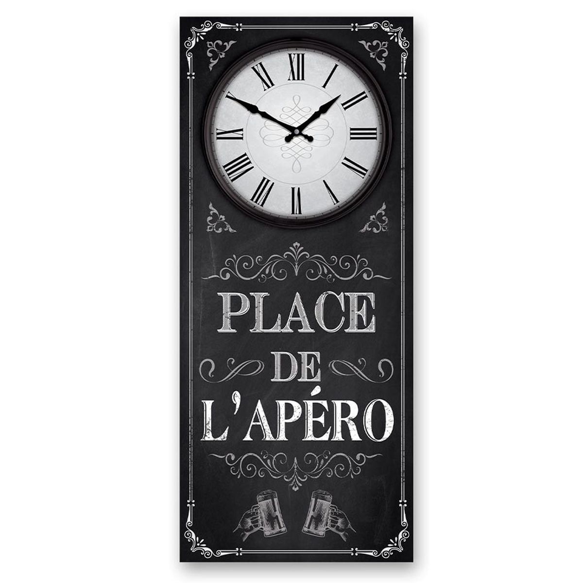 Horloge rtro en bois 70 cm - Place de L'apro