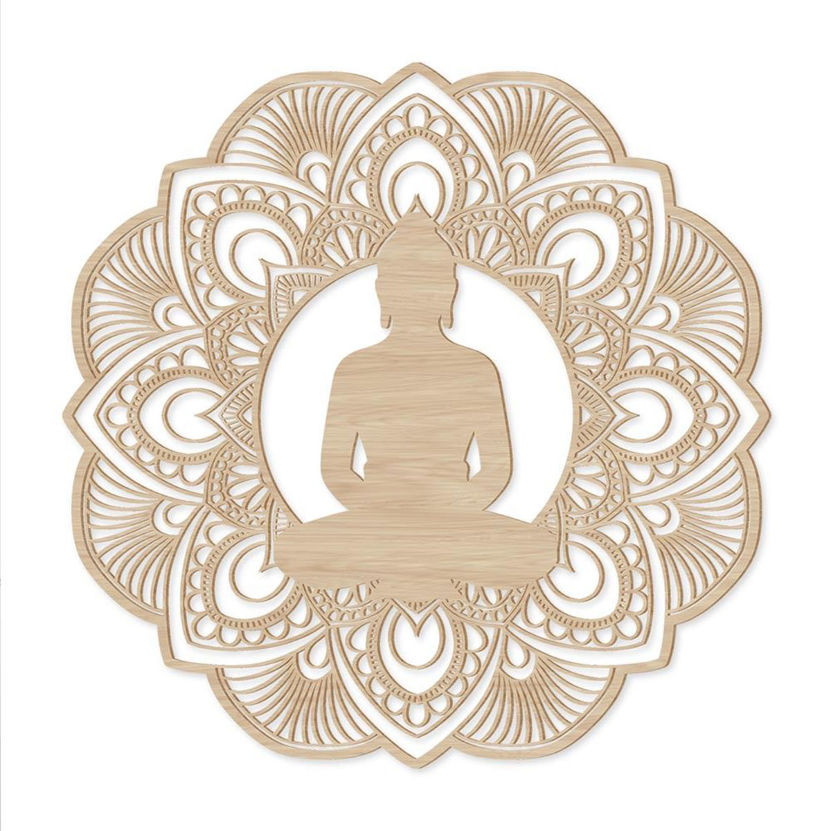 D�coration murale Bouddha mandala en bois 50 cm
