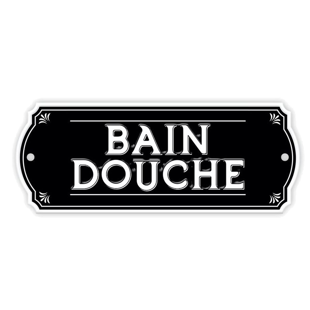 Plaque de porte - Bain Douche - en relief et mtal noir et blanc