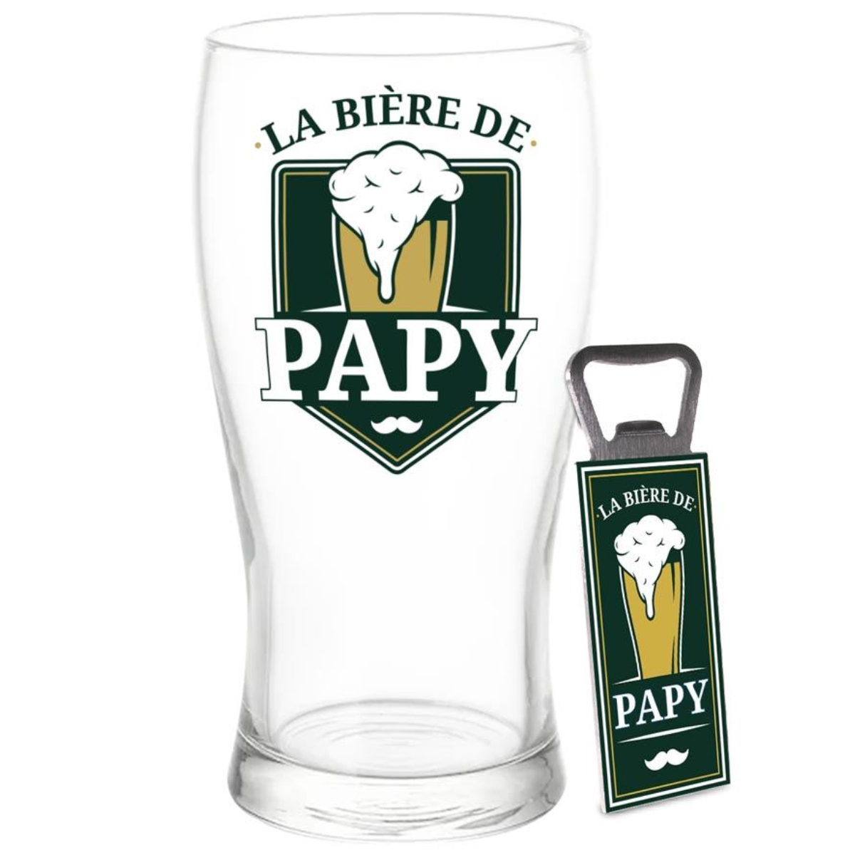 Verre  Bire et dcapsuleur - Papy