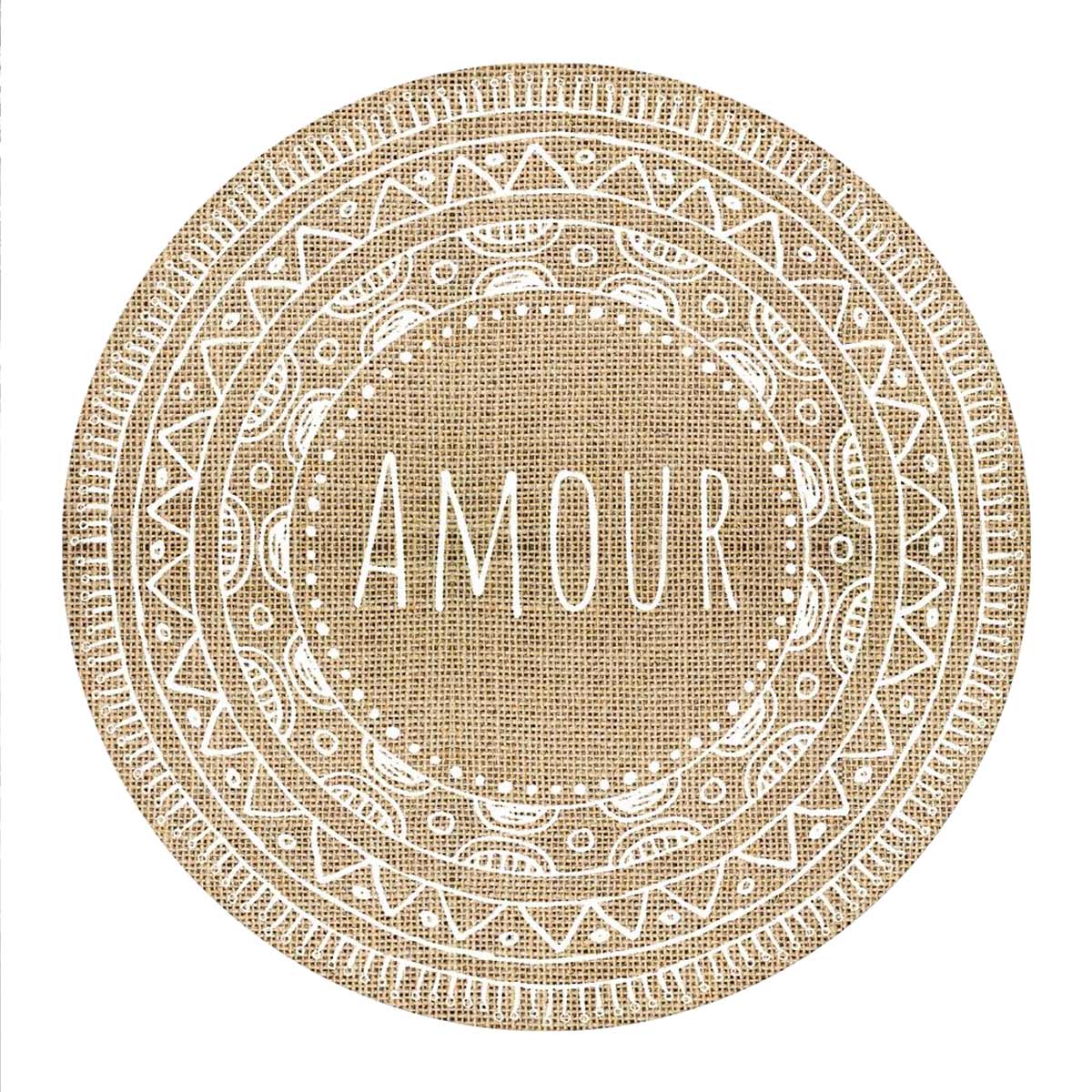 Set de table rond Amour en toile de jute