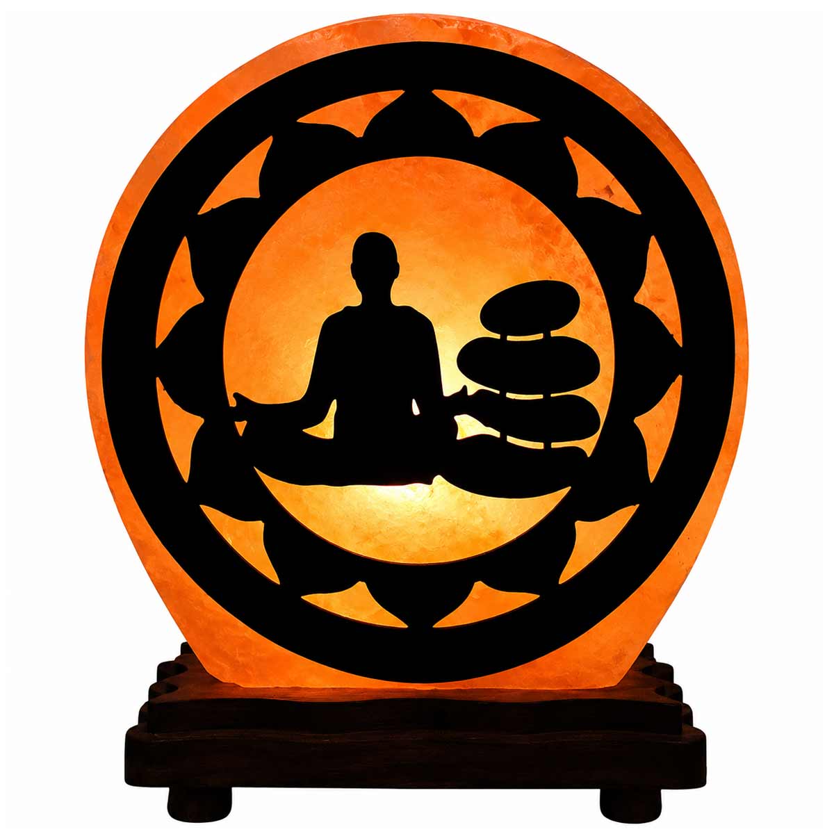 Lampe ronde Zen M�ditation en Sel de l�Himalaya