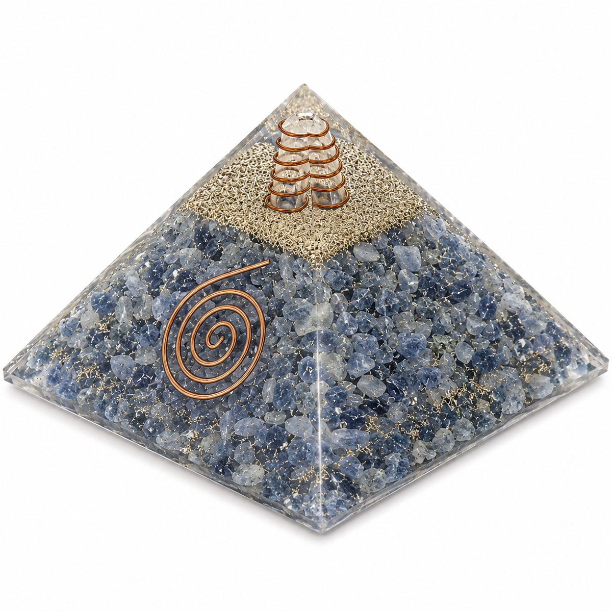 Pyramide Orgonite en Agate Bleue avec symbole �nergie