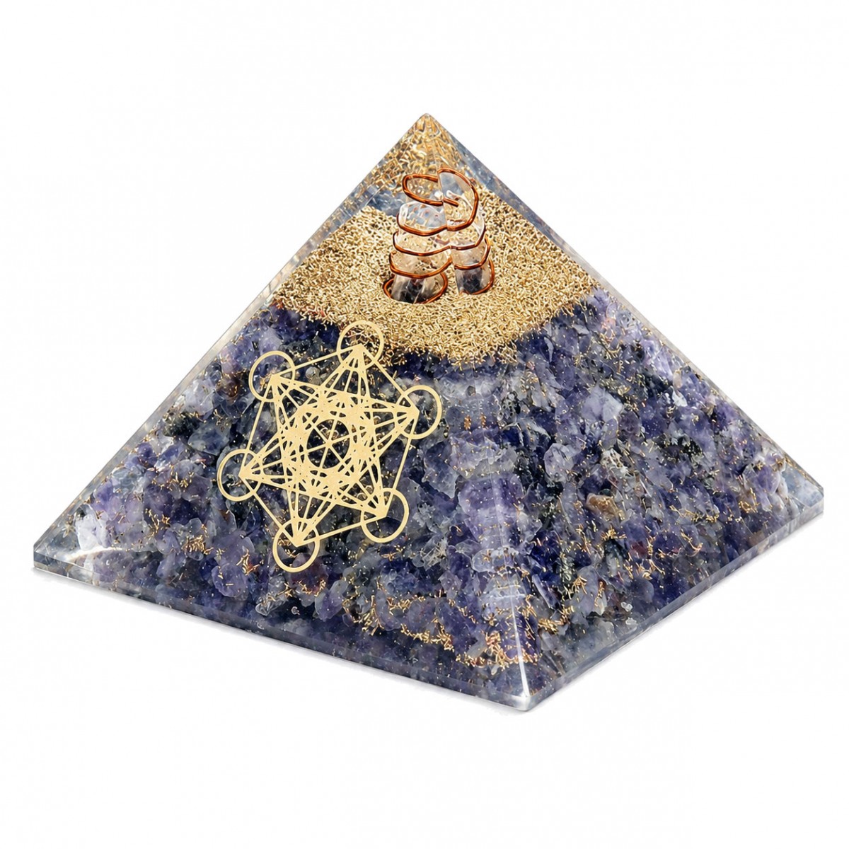 Pyramide Orgonite Agate Bleue avec Cube de M�tatron