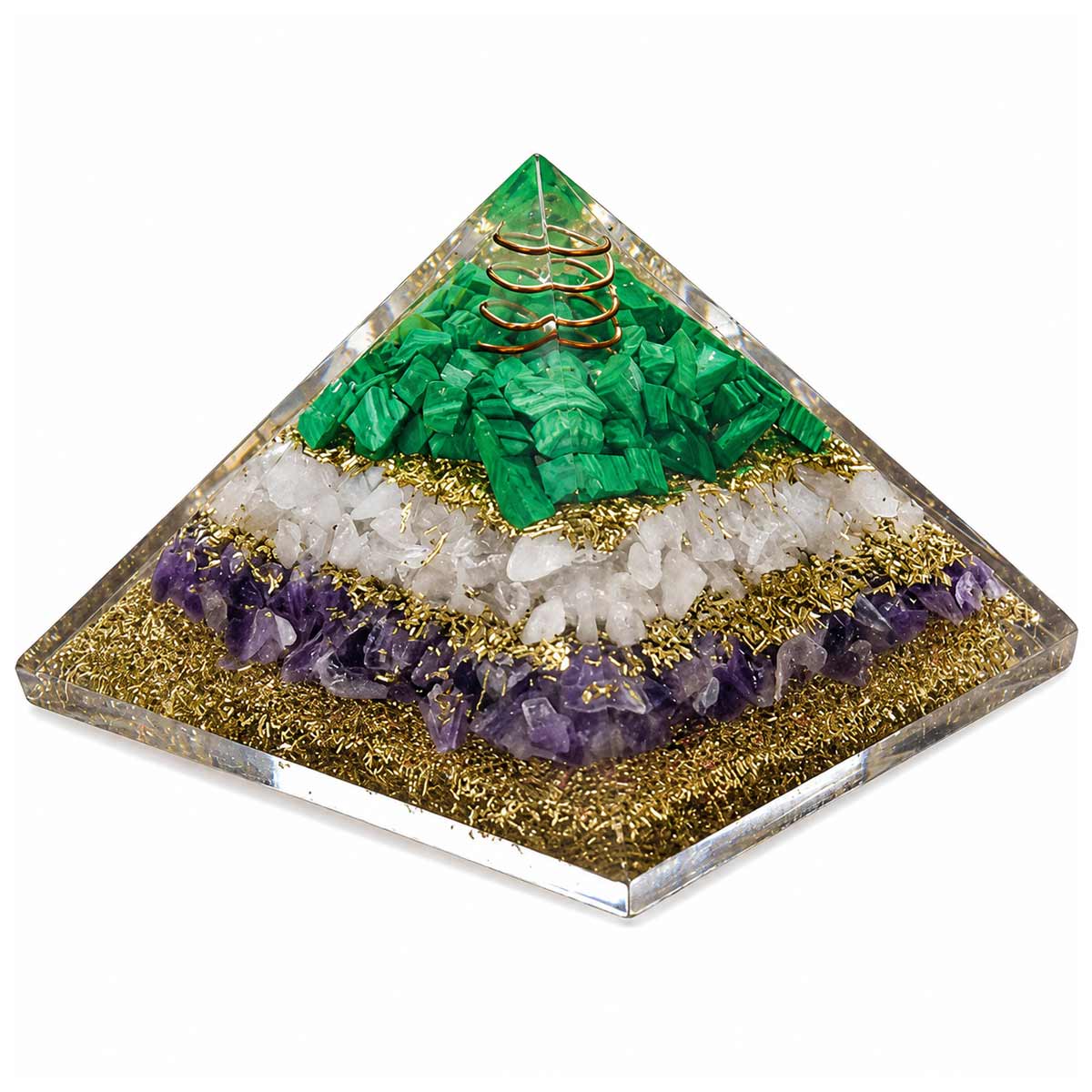 Pyramide Orgonite en r�sine et pierres naturelles