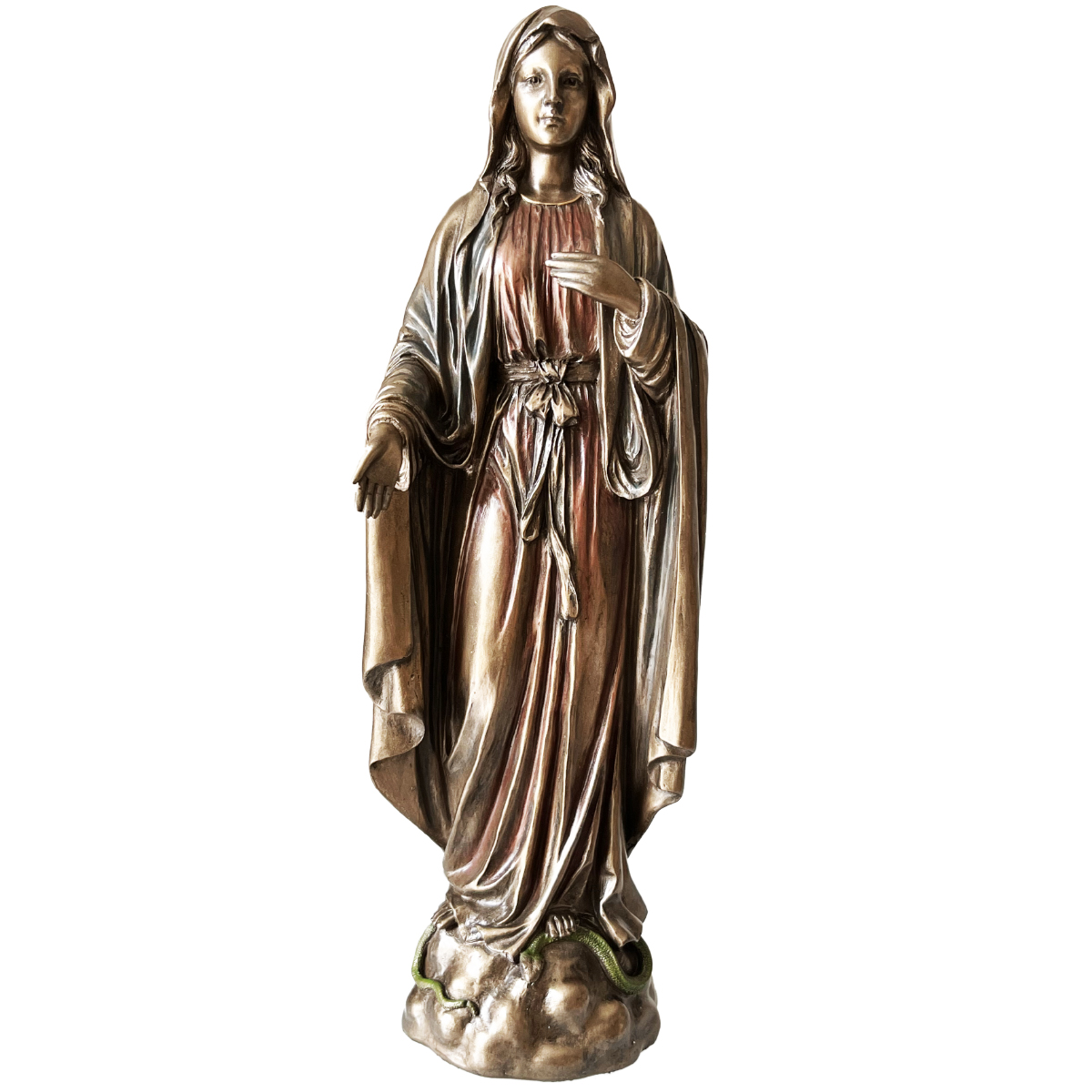 Figurine Vierge Marie en bronze coul  froid 28 cm