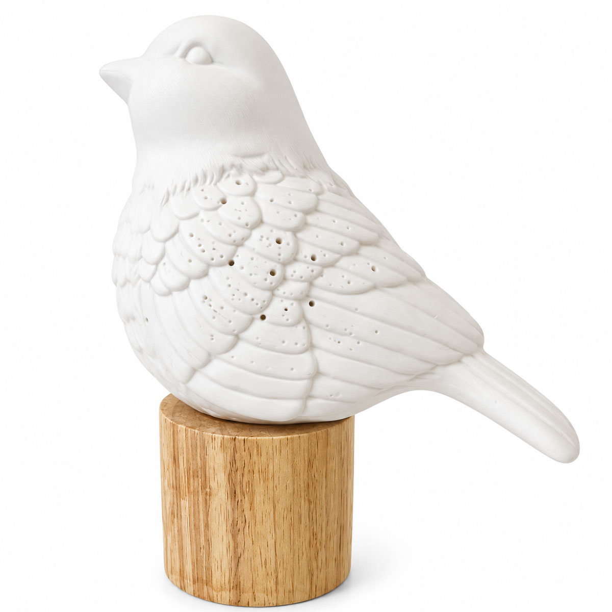 Lampe oiseau en porcelaine blanche ajour�e - 20 cm
