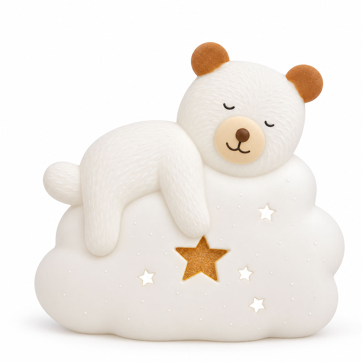 Lampe ours endormi sur nuage en porcelaine - 19 cm