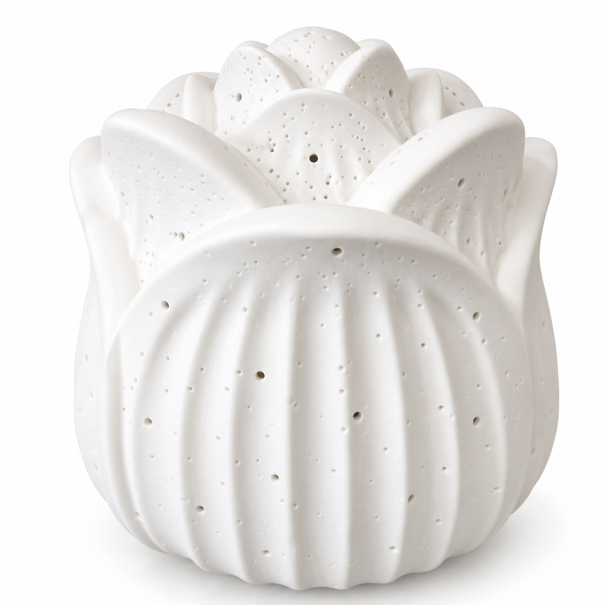 Lampe fleur de lotus en porcelaine blanche ajour�e - 17 cm
