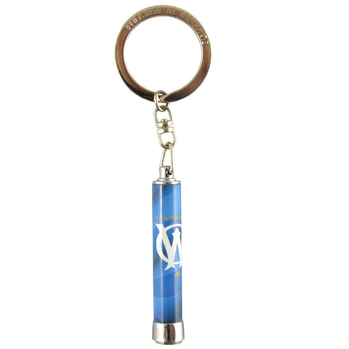 Porte-clé coupe-ongle en métal chromé avec plaque alu ronde 26 mm