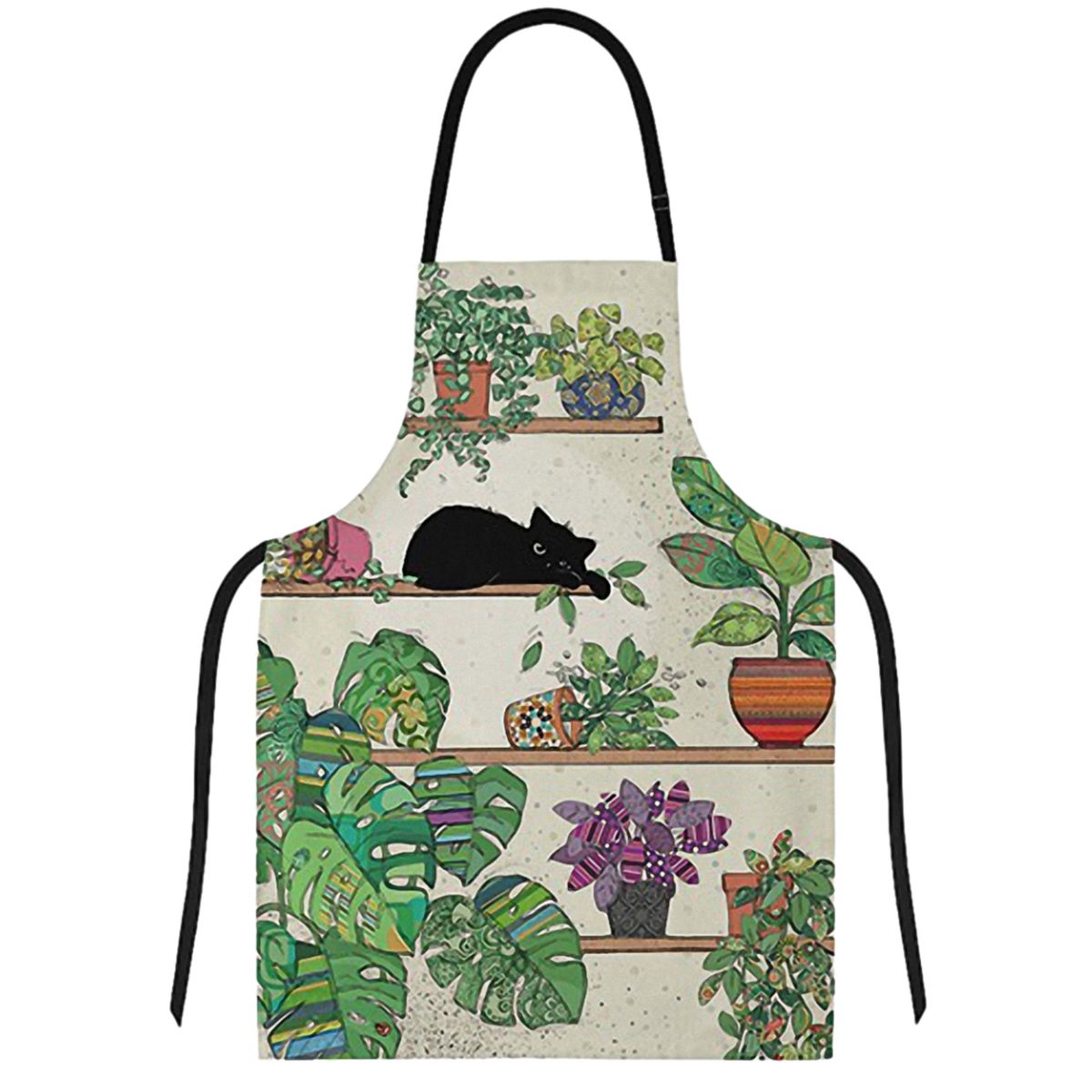 Tablier pour Adulte en coton Chat dans les plantes par Kiub