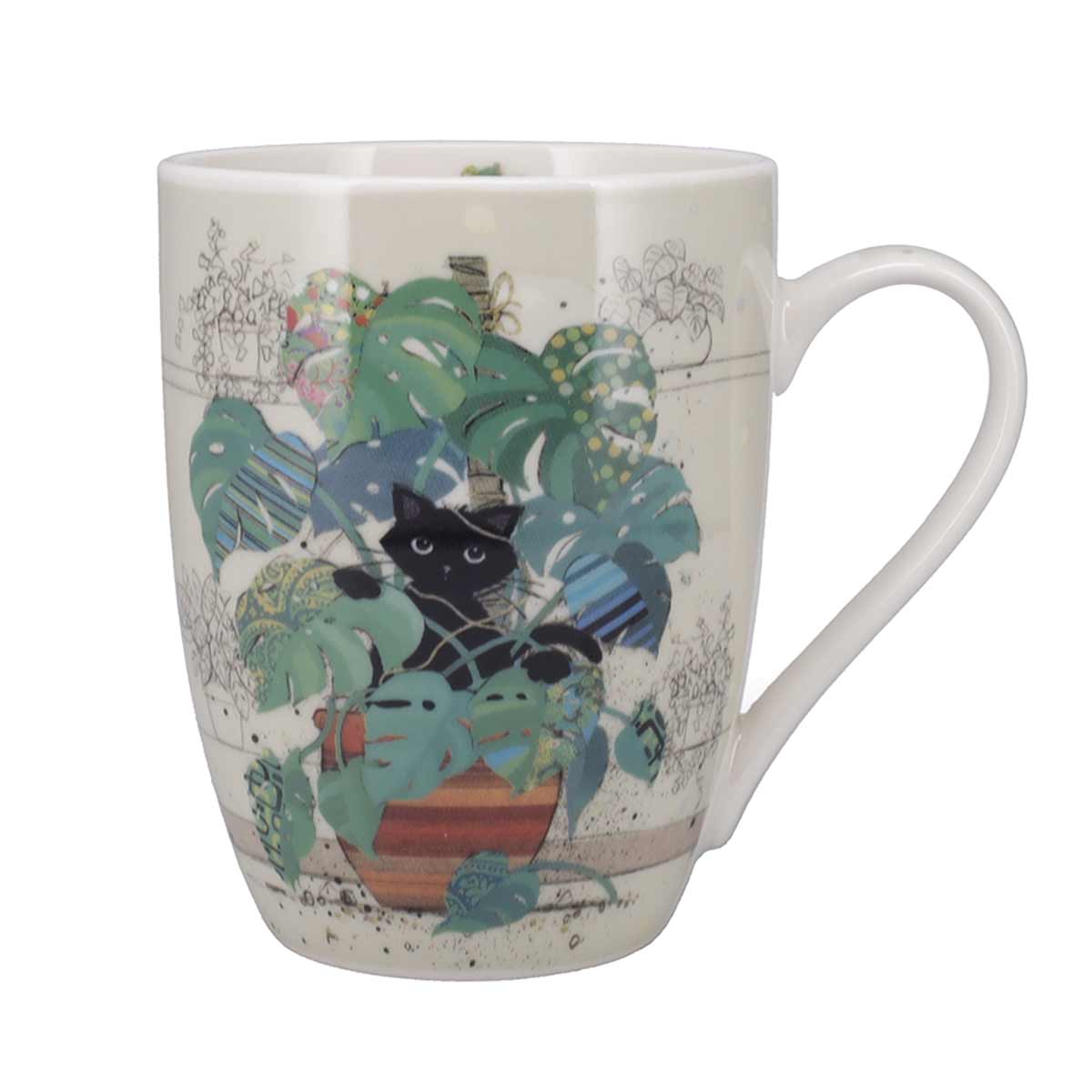 Mug chaton cach dans une monstera en porcelaine 340 ml