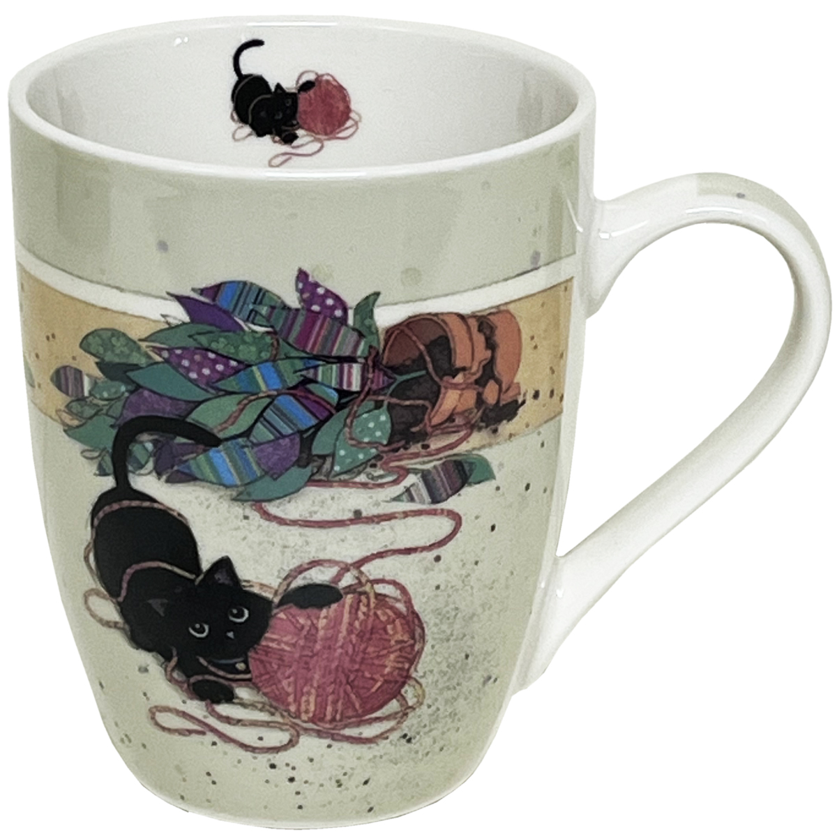 Mug Chaton jouant avec une pelote en Porcelaine - 340 ml