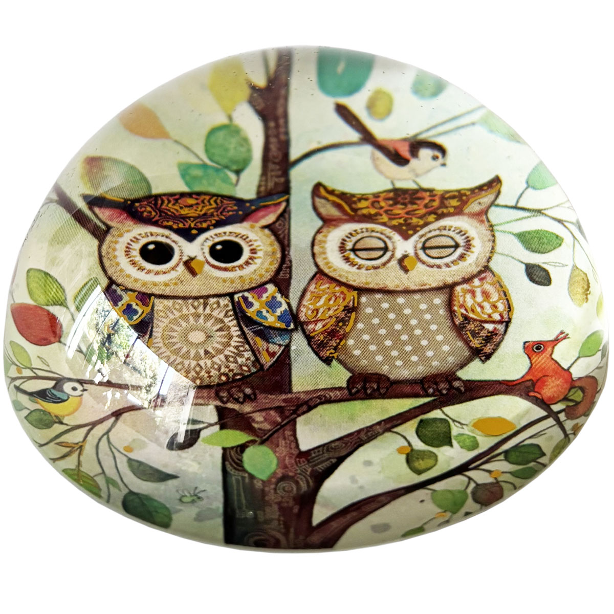 Presse-papier Couple de Chouettes dans l'Arbre