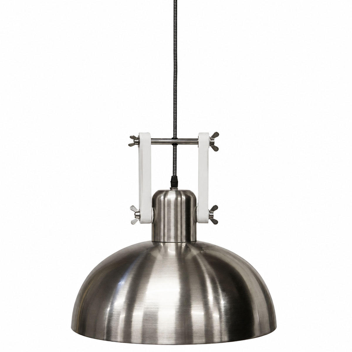 Lustre Industriel Dexter en Acier bross� et blanc mat