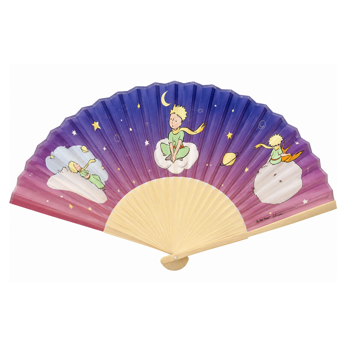 �ventail Le Petit Prince rose et violet en bambou
