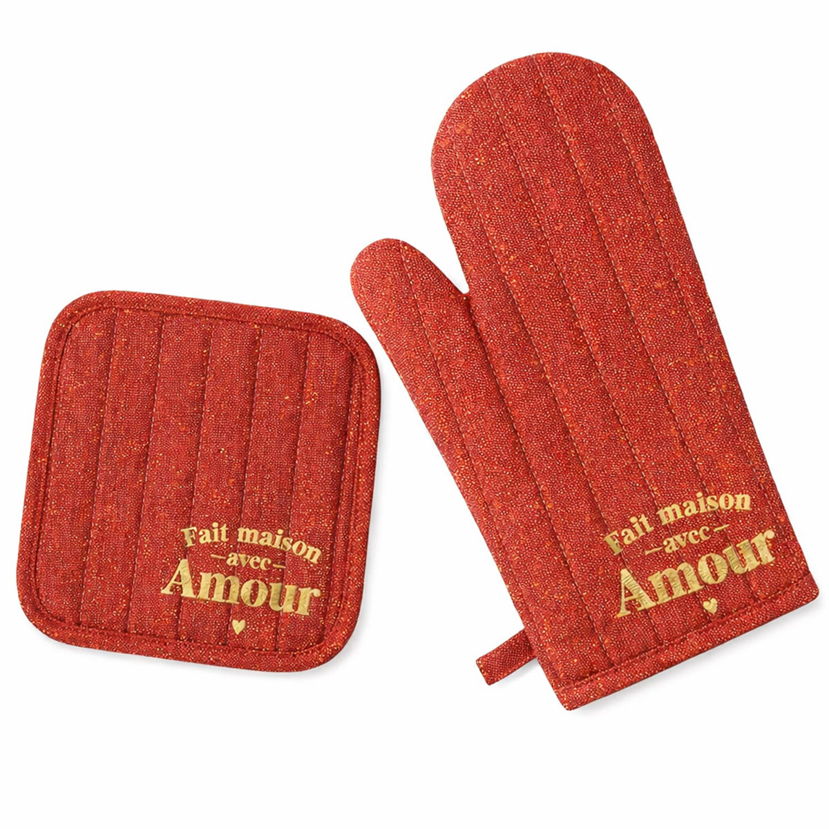 Set gant et manique de cuisine Fait maison avec Amour � Rouge pa