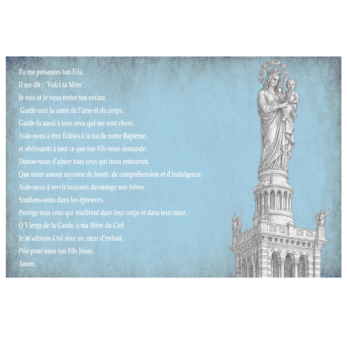 Plaque aluminium pri�re Notre Dame de la Garde 30,5 � 20 cm