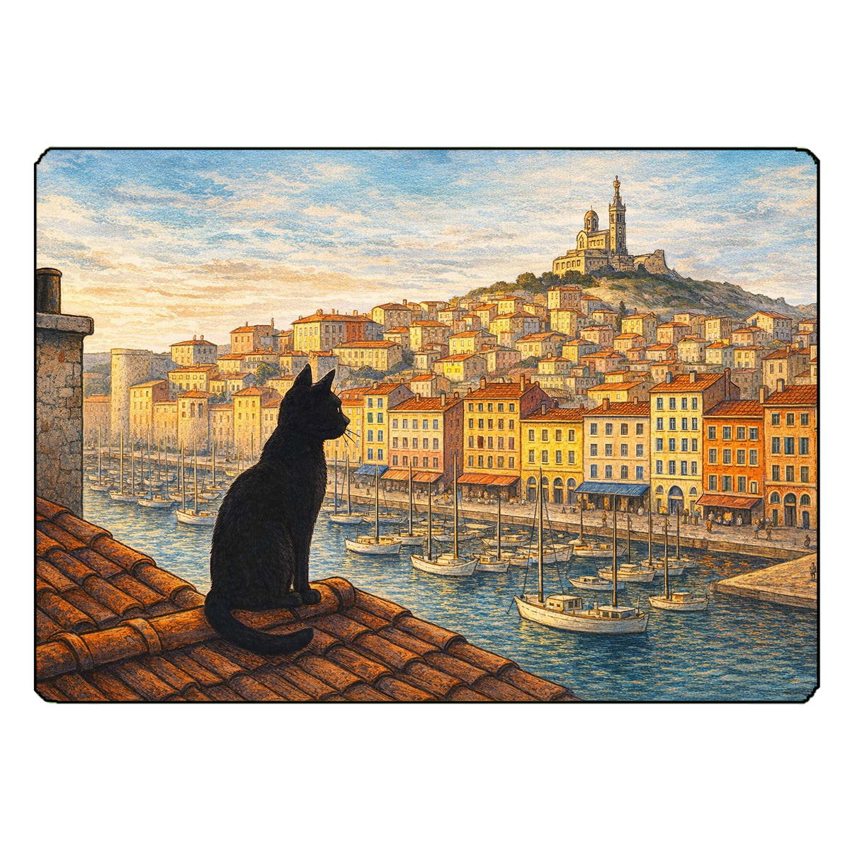 Planche � d�couper en verre chats de Marseille 28,5 � 20 cm