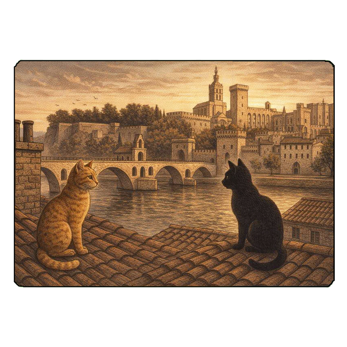 Planche � d�couper en verre chats d'Avignon