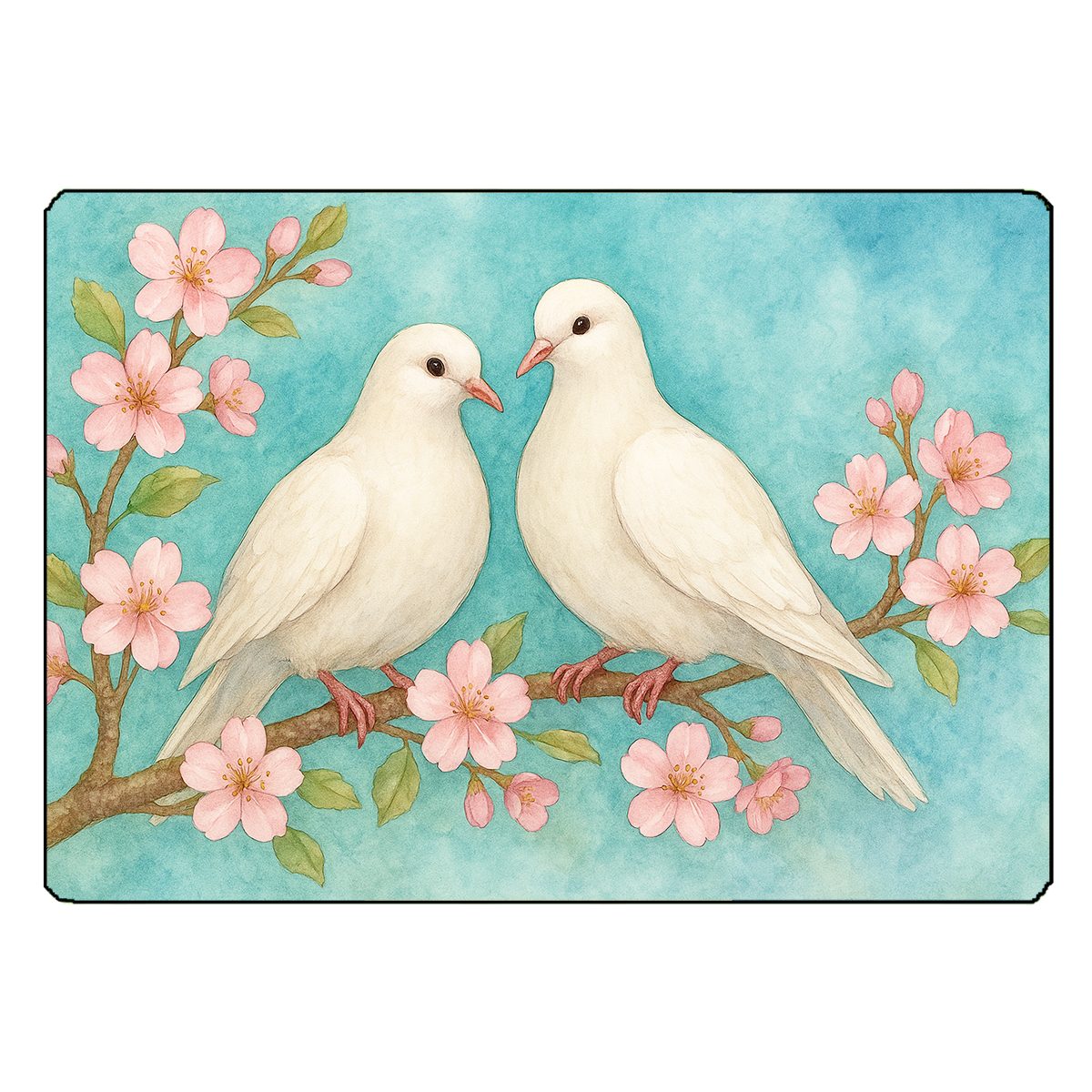 Planche � d�couper verre deux colombes 28,5 x 20 cm