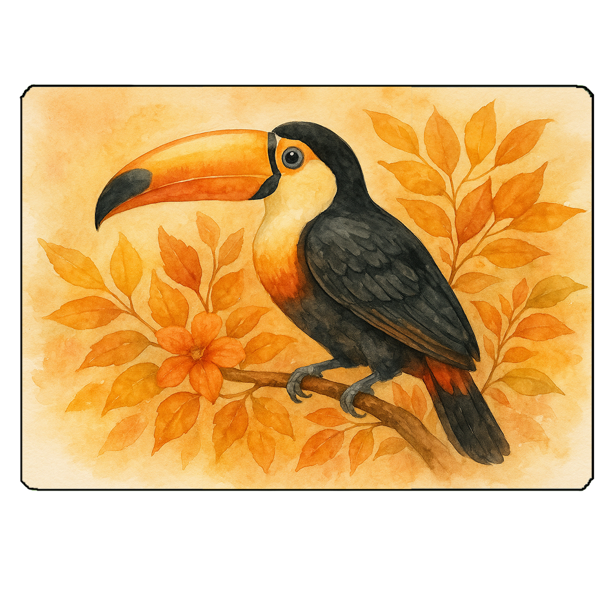 Planche � d�couper en verre toucan en automne 28,5 x 20 cm