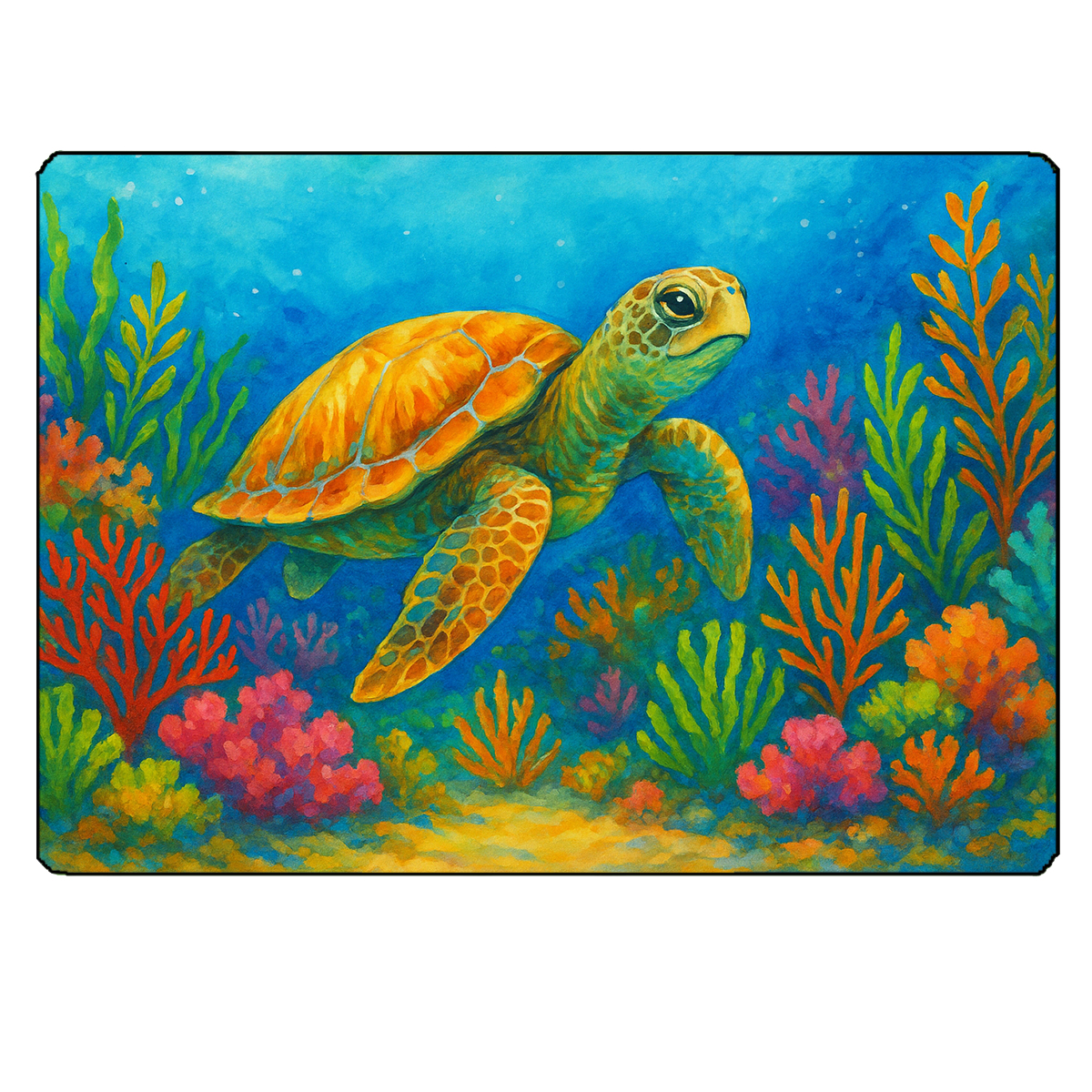Planche � d�couper en verre tortue marine 28,5 x 20 cm